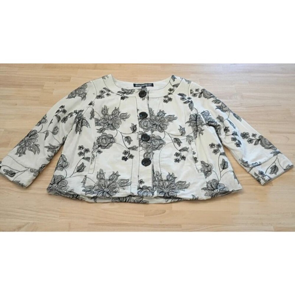 Windridge By Cheryl Nash Women's Top Linen Blend 2 Front Pockets Embroidered - Picture 3 of 16